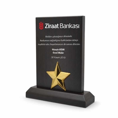 Yıldızlı Ahşap Plaket