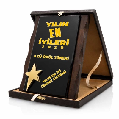 Yıldızlı VIP Ahşap Kristal Plaket