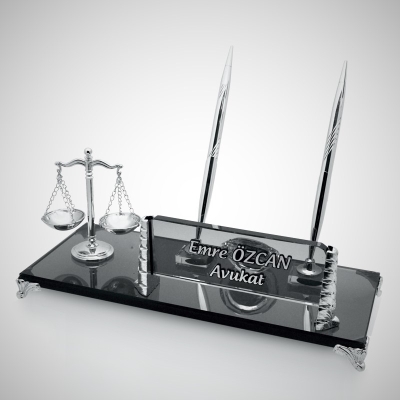 Hukuk Adalet Terazili Masa İsimliği Gümüş