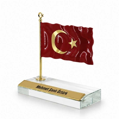 Kristal Türk Bayraklı İsimlik